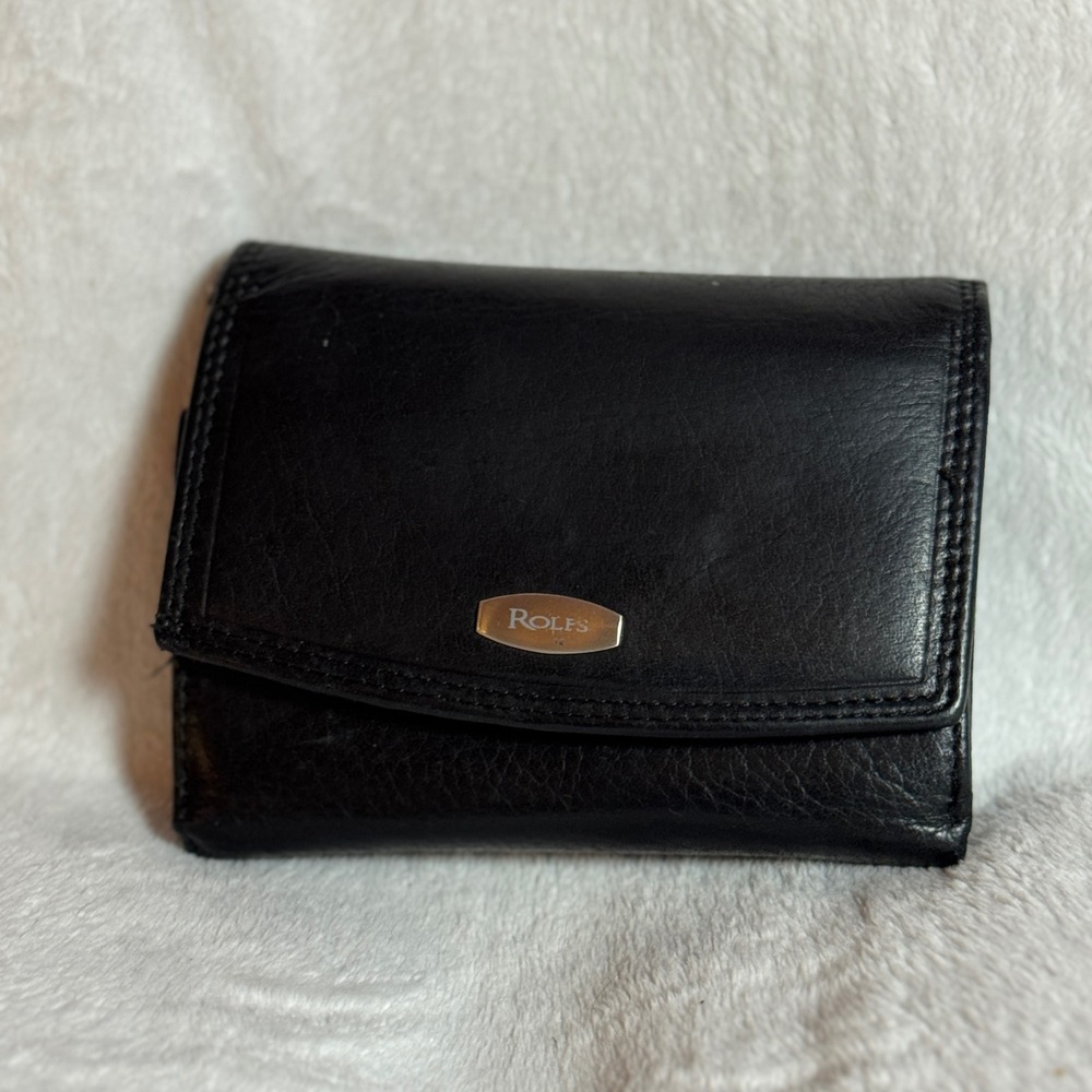 BLACK ROLFS Women's Wallet 21 Credit Card Slots Genuine Leather Tri Fold Men's